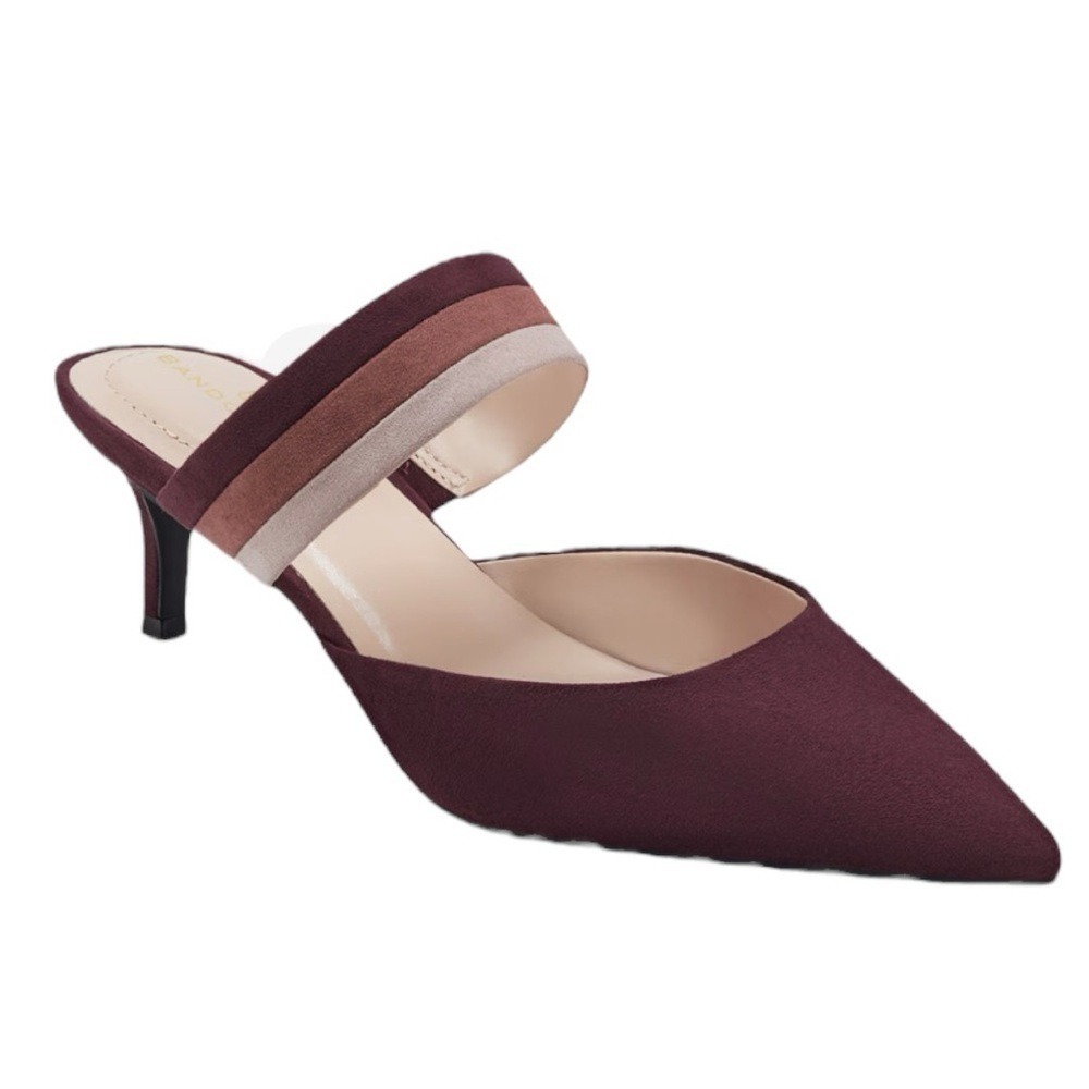 Bandolino Women's Red Marelli Pointed Toe Kitten Heel Mule‎ Size 9.5
